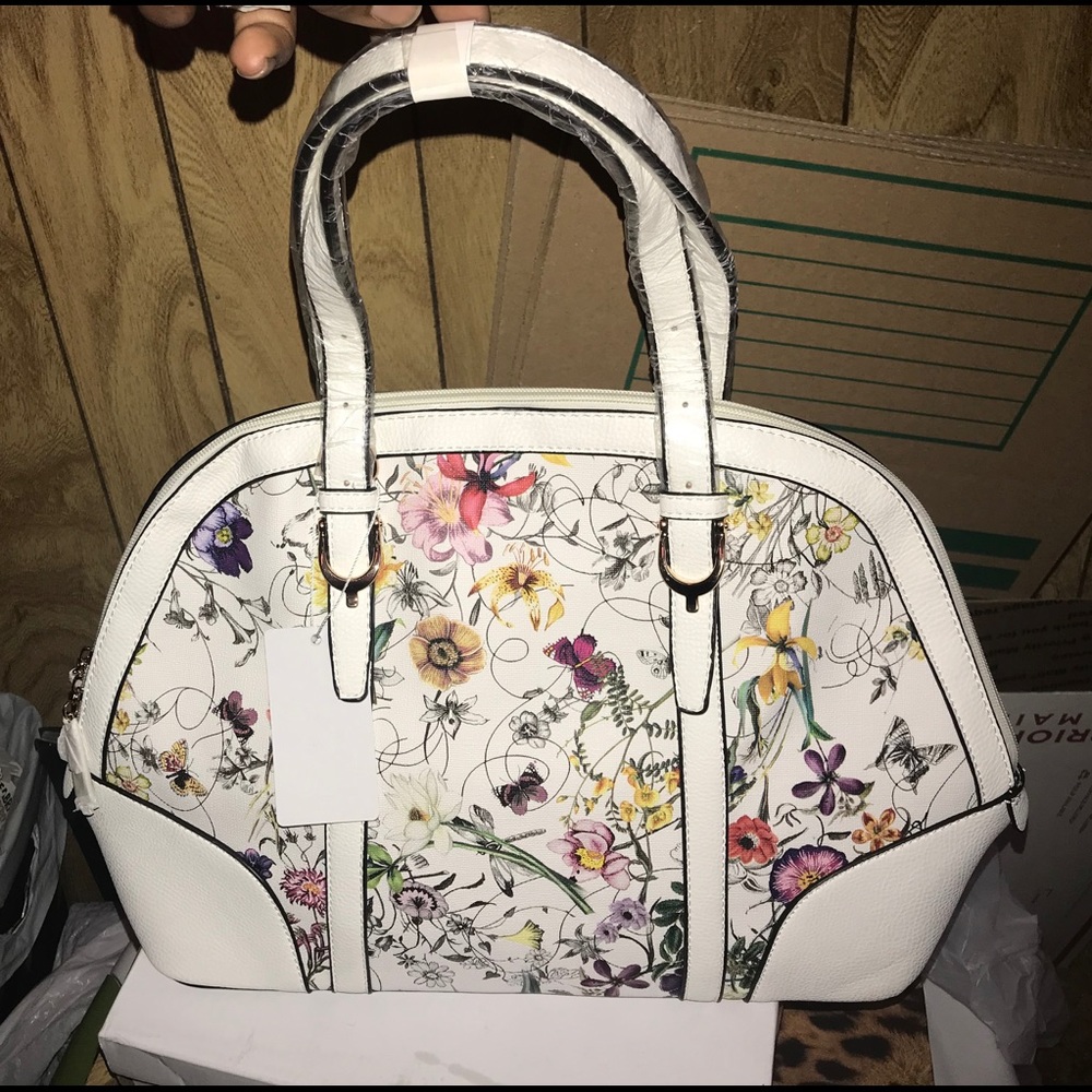 White Floral Handbag